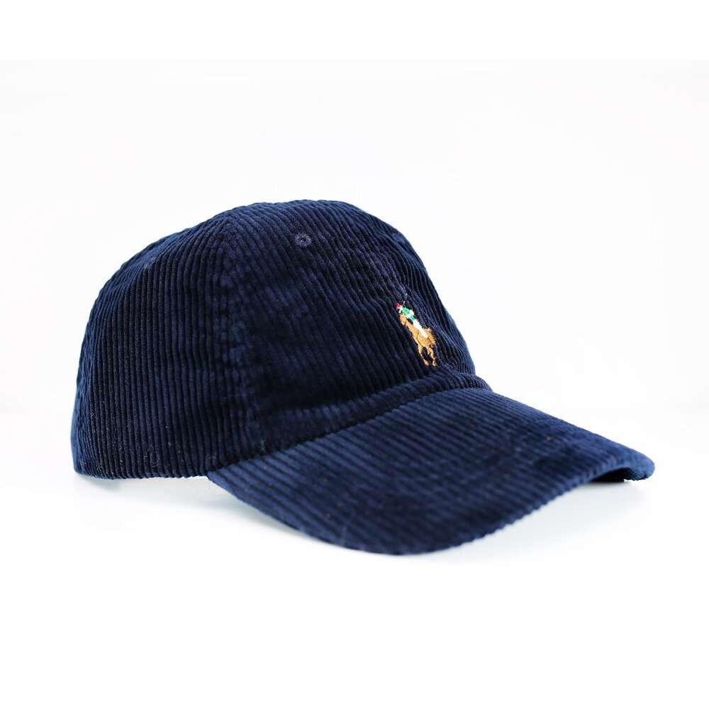 NWT POLO RALPH LAUREN SIGNATURE PONY CORDUROY BASEBALL/GOLF CAP HAT DARK NAVY